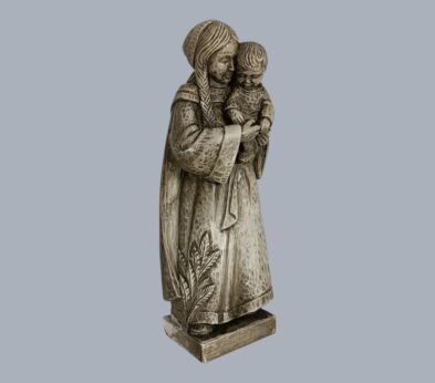 Antique Art Deco Plaster Madonna and Infant Jesus Statue, Marked A