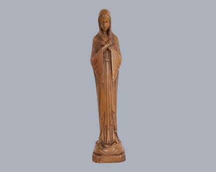 Tall Antique Art Deco Virgin Mary Madonna Plaster Statue - Signed
