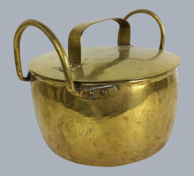 Antique 19th Century Lidded Brass Kettle Cauldron