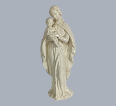 Goebel  White Glazed Virgin Mary Infant Jesus Ceramic Statue, Vintage Germany