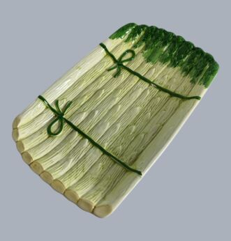Vintage Asparagus Dish Ceramic. Serving Plate, Dinnerware, Majolica Barbotine Plate Portugal