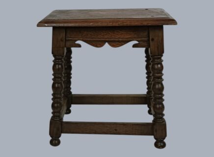 Antique Carved Wood Barn Style Side Occasional Coffee Wine Table