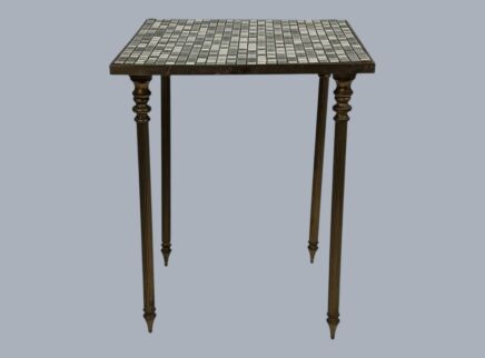 Vintage Brass Legs Mosaic Ceramic Tiles Top Small Side Occasional Wine Table Retro Funky