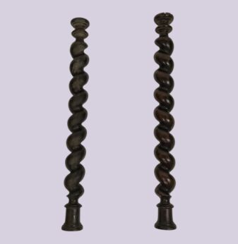 pair large Reclaimed Barley Twist Flat Pieces Column Post Pillar Spiral Trim Salvaged architectural