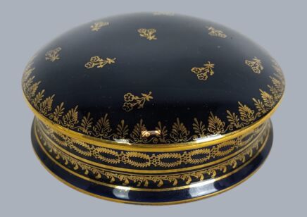 David and Co Limoges Paris Vintage French Blue Porcelain Trinket Box