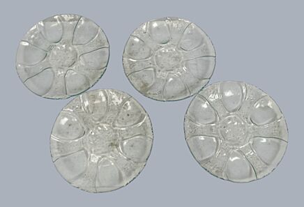 Set of 4 Vintage Large Blue Glass Asparagus Serving Plates