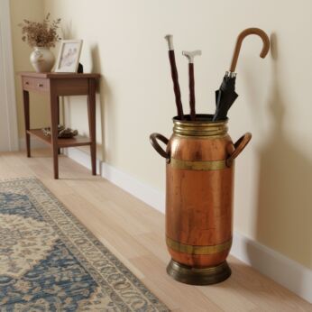Vintage French hammered Copper two toned Umbrella Walking Stick Stand Storage Container Hallway Entryway