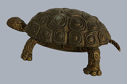 Vintage Brass Turtle Trinket Jewelry Box Made in Italy SMR