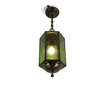 pendant Lantern Chandelier Green Art glass Ceiling Light Brass Beautiful Brass 