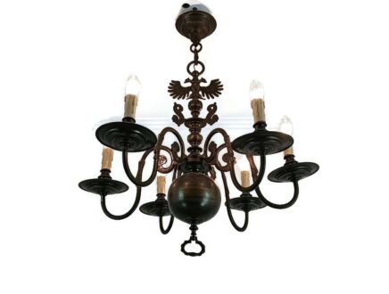 Flemish Dutch Chandelier Antique Bronze Eagles Faces Gorgeous Barn Farmhouse Style 
