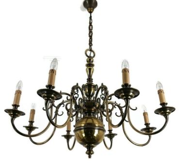 XL Flemish Dutch Ornate Chandelier 8 lights Arm stunning Eagles Fish Vintage Barn farmhouse style