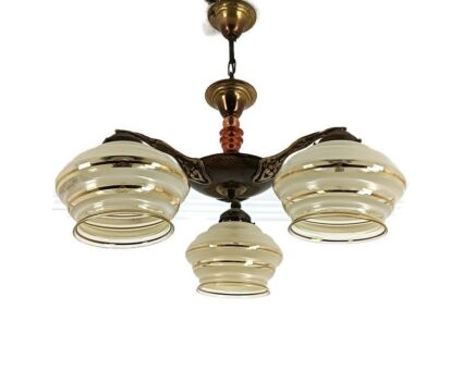 Art Deco Nouveau Chandelier 3 lights very lovely Bombé Glass shades fixture antique