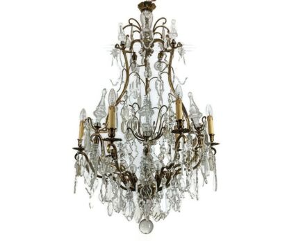 French Bronze Gilded rock crystal Amethist Chandelier Louis xv style 15!! lights WOW