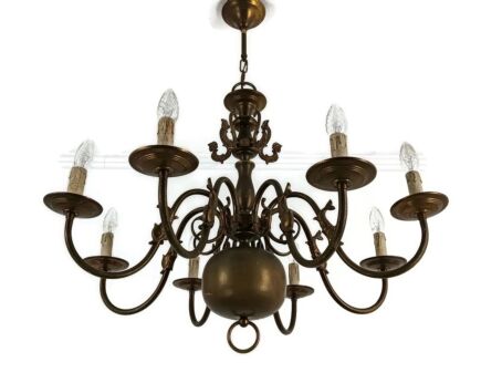 Flemish Dutch Chandelier 8 lights Gorgeous Mermaids Fish Brass Ornate Farmhouse style
