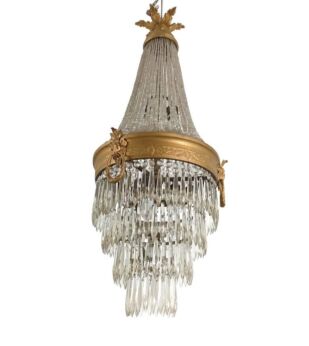 Gorgeous Sac O Perles French Empire Bag Chandelier crystal brass  Wedding 6 Lights Guirlandes WOW