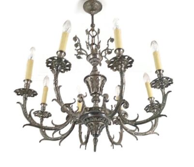Chandelier  Silverplated Metal 8  Lights arm ceiling fixture Neo gothic style