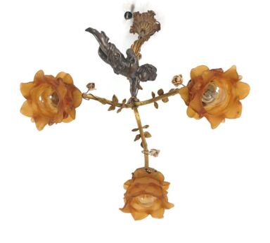 Gorgeous vintage chandelier fixture with 3 arms angels with large wings bronze WOW