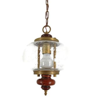 vintage boat ship hanging lamp bubbled glass pendant fixture wood 