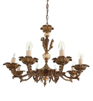 Gorgeous chandelier with Putti Brass with Marble parts Hollywood Regency style vintage