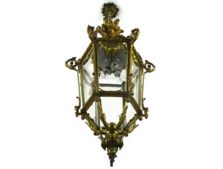 Pendant Lantern Chandelier 3 Lights Bronze Doré Gilded Impressive Luppens