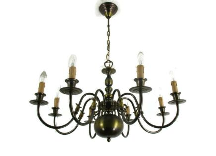 Flemish Dutch Chandelier Style 8 Arm Lights Country Farmhouse Style Modernist