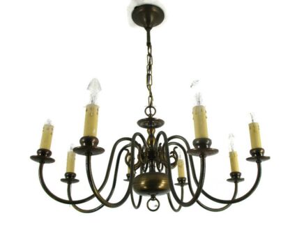Flemish Dutch Chandelier Style 8 Arm Lights Country Farmhouse Barn Style