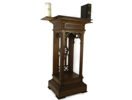 Neo Gothic Pedestal Plant Stand Table French Oak 19th Century 2 Side Boards WOW