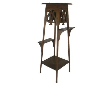 Art Nouveau Pedestal Side Table Plant Flower Stand 2 Tier with 2 side Boards