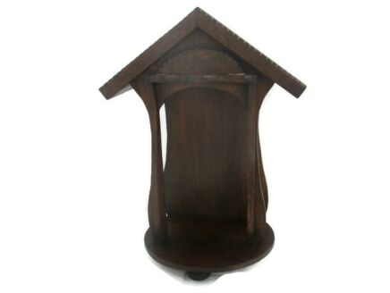 hand Carved Wooden Chapel Niche for Statue   Gorgeous Vintage 