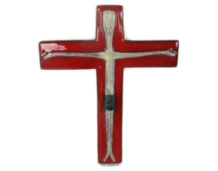 Mid Century Design Ceramic Modern Crucifix Ceramic  Marked Tieberghien Belgium Art Piece