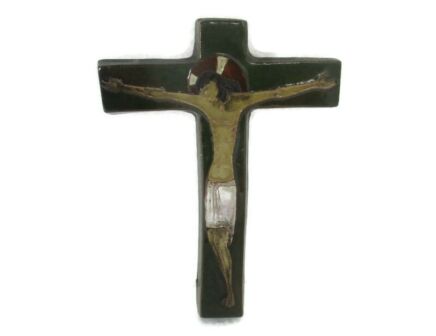 Mid Century Design Ceramic Modern Crucifix Ceramic  Corpus Christi  era Amphora Tiebergien