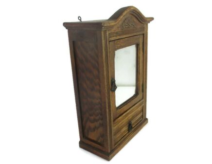 Bathroom Apothecary Medicine Cabinet  Ornate  Hand Carved Wood Farmhouse Style