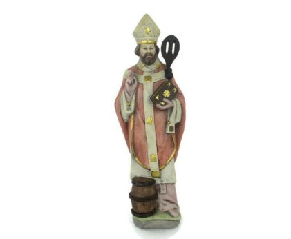 Statue  Saint Airy of Verdun Bishop  Extremely Rare Figurine Stoneware Mitre Cape Barrel 12.59"   