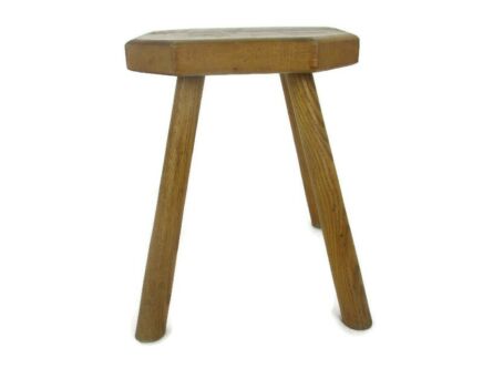 Hand Carved wood Milking Stool Pedestal Table Pedestal Barn Style Funky 4 legs