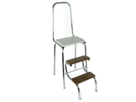Mid Century Step Ladder Iron Wood Fold Out Steps Kitchen Library Funky
