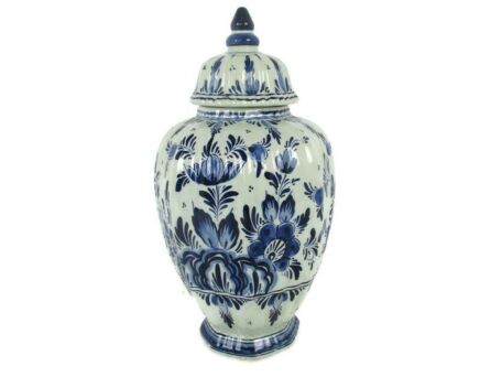 Vintage Polychrome Lidded Vase Urn Bird Marked Delft Dille Holland Hand Painted  