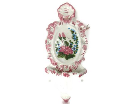 Vintage Holy Water Font Resin Holy Virgin Mother Mary Madonna Polychrome Wall Hanging Lovely Italian