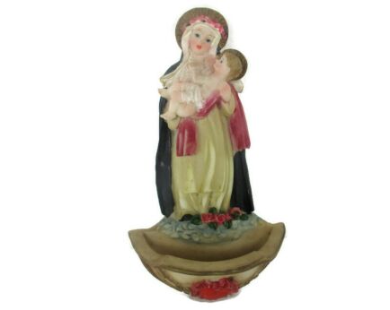 Vintage Holy Water Font Resin Fatima Portugal Little ChildrenPolychrome Wall Hanging Lovely Italian