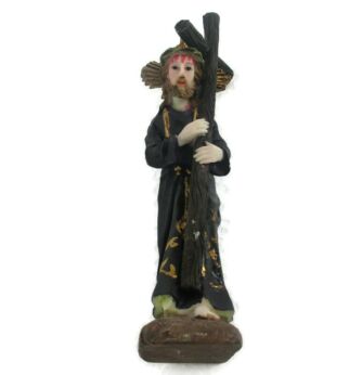 Vintage Statue Figurine Jesus Christ  Resin Religious Polychrome Italy Miniature