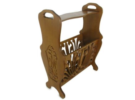 Vintage   Magazine Newspaper Rack Holder  Side table Country Farmhouse Barn Style