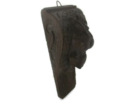 Antique Corbel Hand Carved Wood Architectural reclaimed Lion Head Trim 