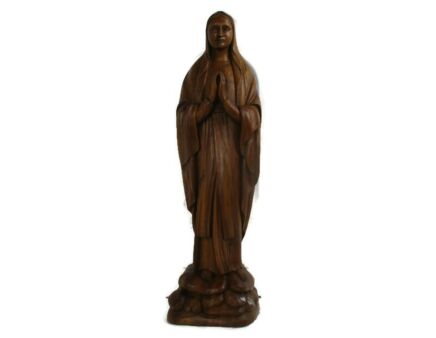 Hand Carved Wooden Statue Virgin Mary Our Lady Madonna Walnut Ornate 