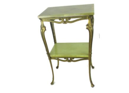 Hallway Console Side table Hollywood regency Ornate brass Marble Two tier WOW
