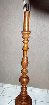 Vintage Carved Wood Floor Standing Lamp Mid Century Decorative