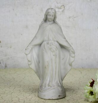 Antique Bisque Miniature Mini Statue Our Holy Lady Virgin Mary madonna HTF