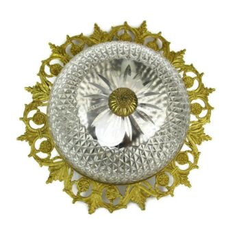 XL Gorgeous French Ceiling Lamp Fixture Ornate Brass Bubbled Glass 2 Lights WOW