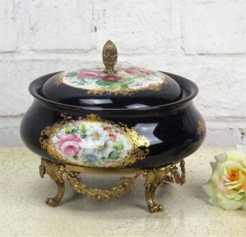 Cobalt Blue Porcelain Sevres Etched Mark Centerpiece Bowl French ACF