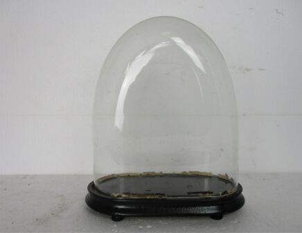 Antique Victorian Oval Hand Blown Glass Globe Dome Doll Clock 12.59" H 10.94"W