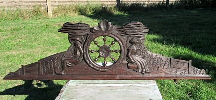 Breton Gorgeous Hand Carved Wooden Pediment Overdoor Ornamental Architectural