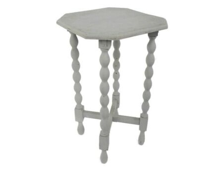 Wood Side Occasional Wine Coffee Table Pedestal Plant Stand Edwardian Barn Country Style Bobbin Legs Painted Grey Gray